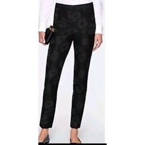 Talbots Heritage Floral Jacquard Slim Ankle Pants Black Side Zip Women’s Size 2